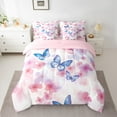 thumbnail image 2 of Castle Fairy Blue Butterflies 7-Piece Twin Bedding Sets,Pink Cherry Blossom Bedding Comforter Set,Japanese Style Breathable Sheet Sets,Lightweight Room Decor, 2 of 8