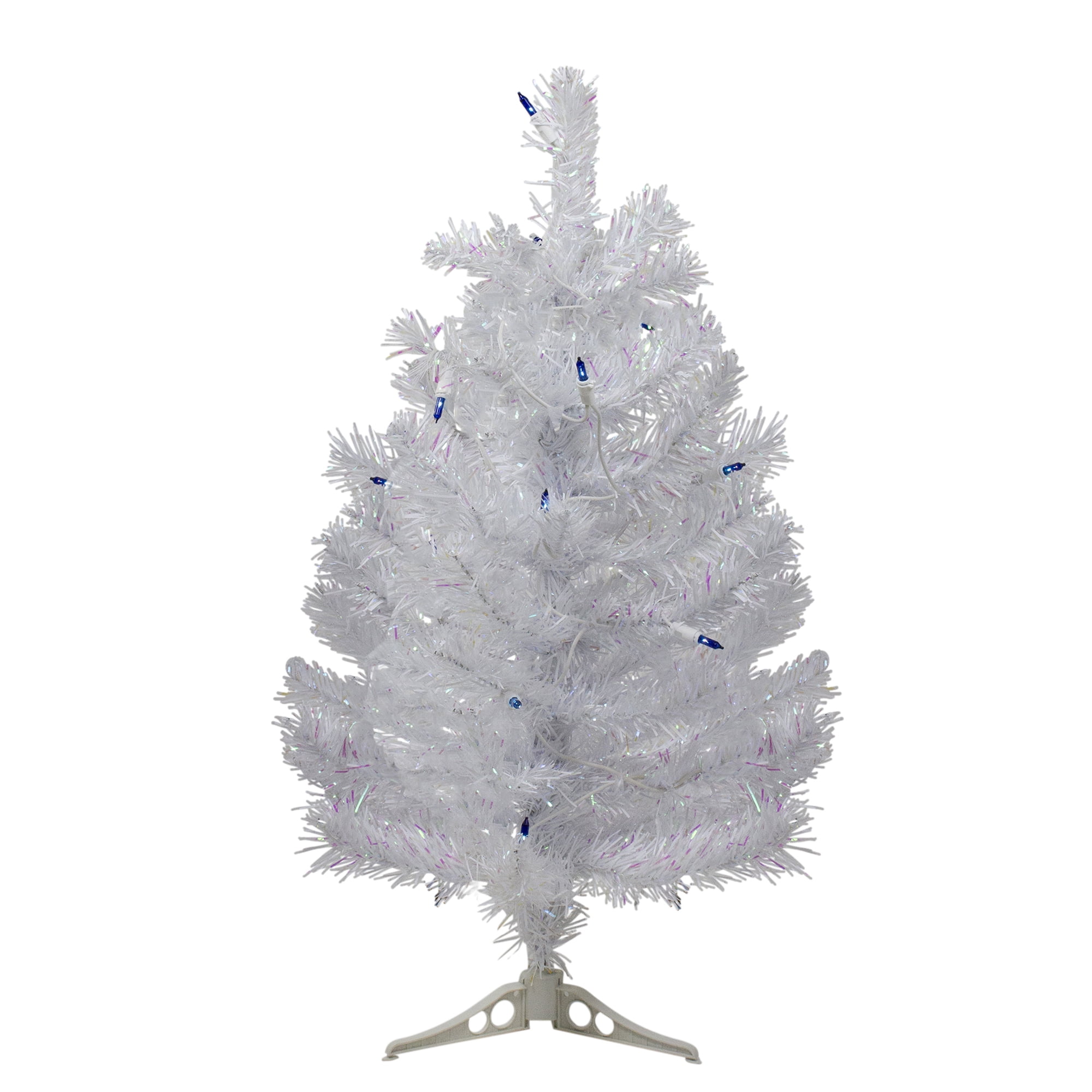 2' PreLit White Pine Artificial Christmas Tree Blue Lights Walmart