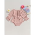 thumbnail image 2 of Wassery Baby Girls Clothes Infant Fall Waffle Rompers Newborn Crew Neck Long Sleeve Bow Bodysuits 0-18 Months, 2 of 8