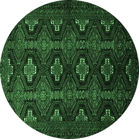 Ahgly Company Indoor Round Persian Emerald Green Traditional Area Rugs, 3' Round