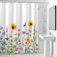 thumbnail image 4 of Sunflower Lily Fabric Shower Curtain Blue Bird Washable Shower Curtains for Bathroom, Waterproof Bath Curtain with Hooks Home Decor 36x72in, 4 of 8