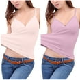 thumbnail image 2 of Timegard 2pc Tank Top for Women with Built in Bras Deep V Neck Skinny Soft Underwire Camis Tee Solid Color, 2 of 4