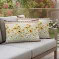 thumbnail image 4 of Farmhouse Flowers Pillow Covers 2 Pack Yellow Dasiy Leaf Beige Brown Geometric Pillowcase Waterproof Outdoor Throw Pillow Cover for Patio Balcony Rectangular Cushion 20”x12”, 4 of 9