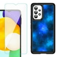 thumbnail image 1 of Shockproof Bumper (Black Frame) phone Case for Samsung Galaxy A23 5G, with Tempered Glass Screen Protector, by OneToughShield ® - Cosmos/Stars, 1 of 4