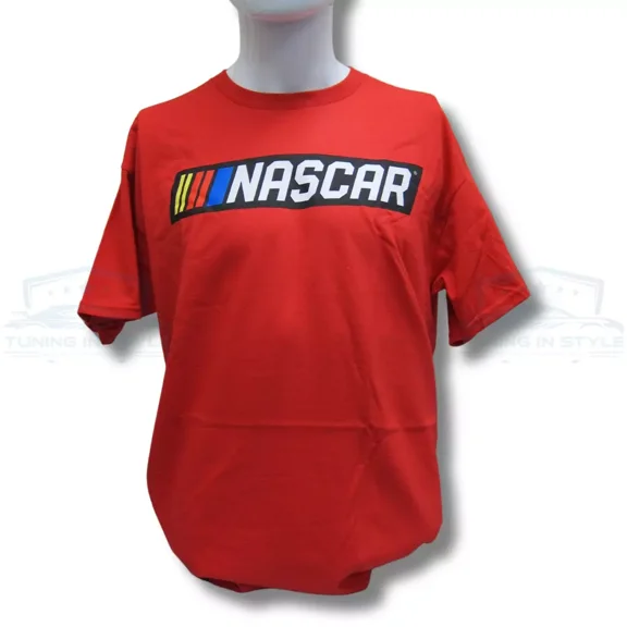 NASCAR Racing Bar Logo Short Sleeve Graphic Cotton T-Shirt Red Official Licensed