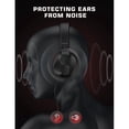 thumbnail image 3 of VIVEFOX Over-Ear Wired Headphones with Built-in Mic, Comfortable Leather Earphones for Phone Computer MP3 Smartphones Laptop PC(Black Red), 3 of 6
