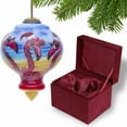 thumbnail image 4 of Pink Christmas Flamingos Hand Painted Mouth Blown Glass Ornament, 4 of 4