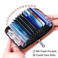 thumbnail image 3 of Badiya Genuine Leather Credit Card Holder RFID Small Zipper Card Case Wallet for Women & Men, 3 of 8