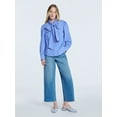 thumbnail image 2 of Free Assembly Women's Cotton Tie Neck Blouse with Long Puff Sleeves, Sizes XS-XXL, 2 of 5