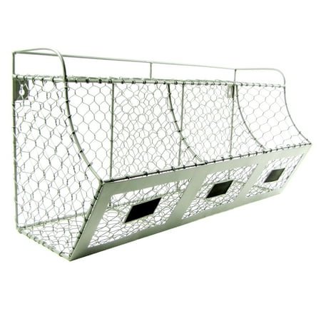 Kitchen Wall Baskets Treasure Gurus Rustic Chicken Wire Wall Storage 3 Bin Basket Primitive Country Farmhouse Decor ()