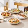 thumbnail image 3 of Pasta Bowls 48 Oz, 9.5 Inch Large Salad Bowls, Modern Relief Design Ceramic Serving Bowls, Wide and Shallow Plates Pasta Plates, Microwave & Dishwasher Safe, Set of 4, Series, 3 of 4