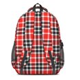 thumbnail image 3 of Red and Black Checkered Pattern Backpack for School, Cute School Bag with Adjustable Shoulder Straps and Padded Back, 16.9"x12.6"x5.9", 3 of 5