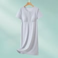 thumbnail image 2 of Yuaqua Cotton Nightgowns for Women Soft Comfy Short Sleeve Scoop Neck Quarter Button Sleepshirts Midi Sleep Dress, 2 of 5