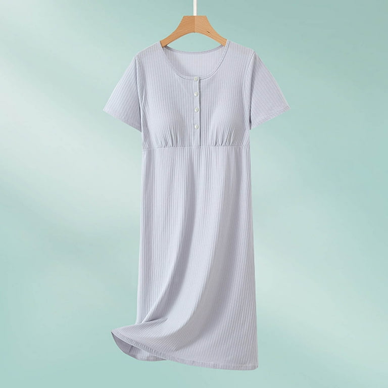 Cotton Night Gown With Bra Women's Cotton Nightgown With Built-In