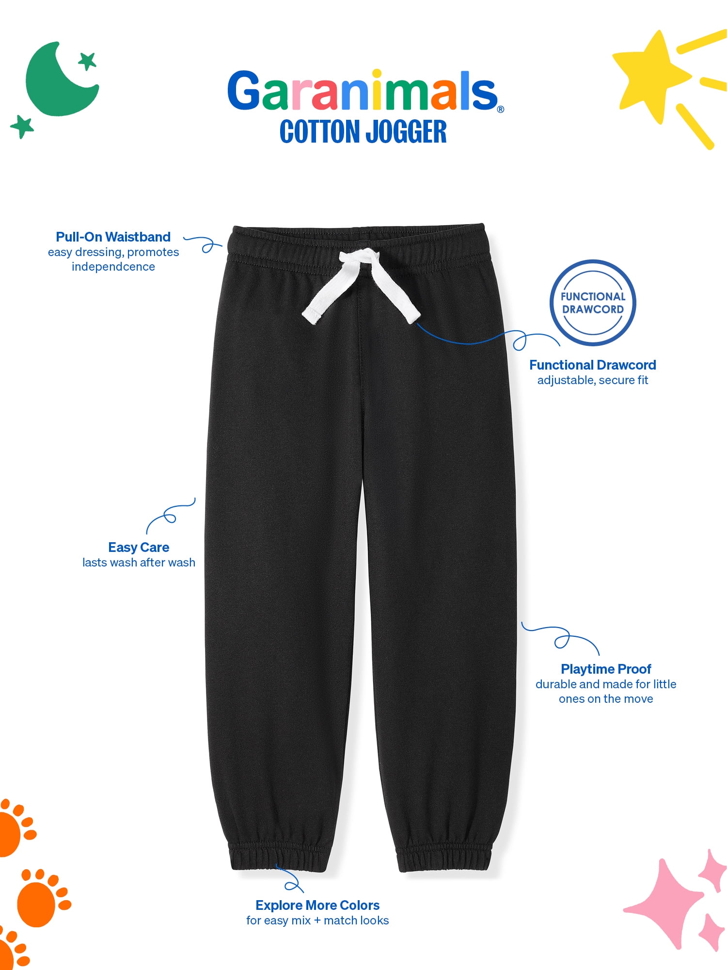 Garanimals Newborn, Baby & Toddler Boy Cotton French Terry Pull-On Joggers, Single & Multi-Pack, Sizes 0-6T