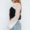 thumbnail image 4 of Señoras Hollow Out Top O Neck Super Short Pullover Elegante Color Sólido Streetwear FLhrweasw Nuevo, 4 of 7
