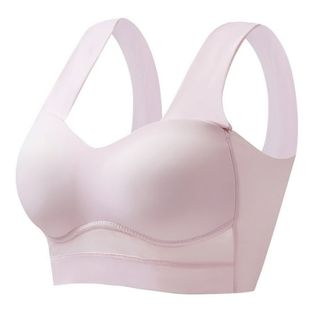 Mrasaso Summer Savings! Bras for Women No Underwire Women Nylon Bra Women s Solid Color Lace Silk Ventilate SlingLarge-Sized Sports Bra Without Steel Rim(1pc Bra) Pink|XL
