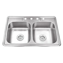 Drop-In 33 in. 50/50 Bowl 20 Ga. Stainless Steel Kitchen Sink