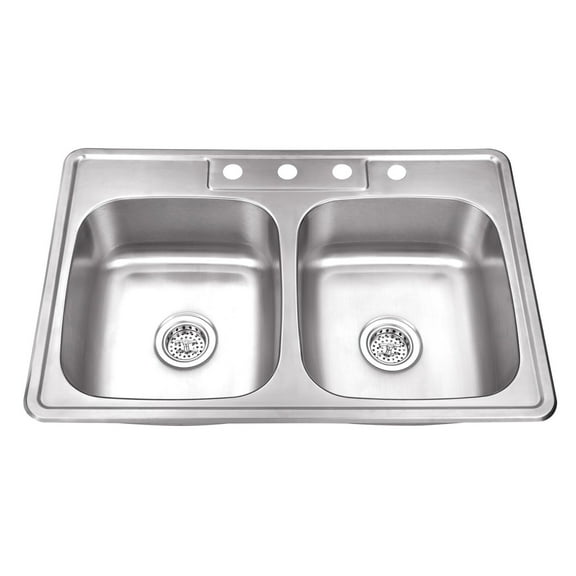 Drop-In 33 in. 50/50 Bowl 20 Ga. Stainless Steel Kitchen Sink