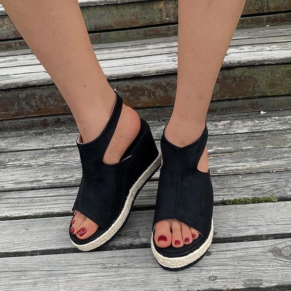 OKBOP Wedge Sandals for Women Open Toe Espadrilles Platform Sandals Casual Ankle Strap Party Shoes