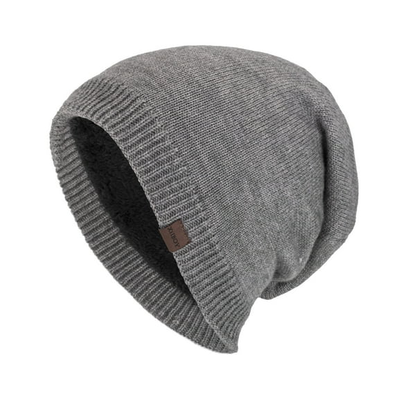LONKITO Mens Hats Winter Fleece Warm Knitted Wool Hat Plush Thickened Large Vertical Star Graphic Cap