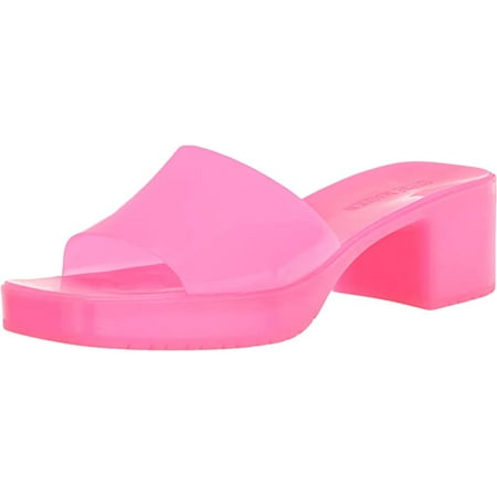 Steve Madden Harlin Hot Pink Harlin Square Toe Platform Jelly Slide Sandal (7.5, Hot Pink)