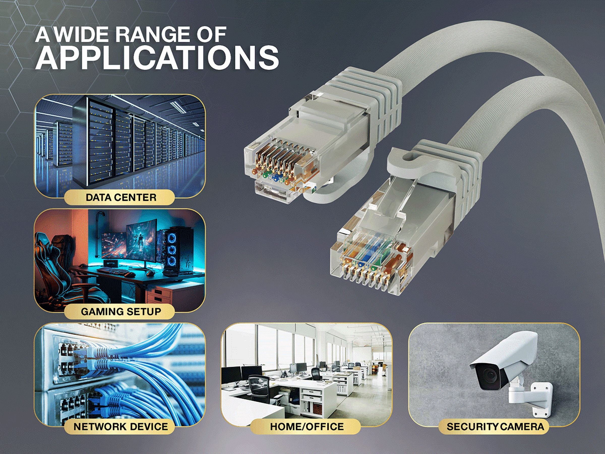 Cable Leader 100ft Cat6a UTP 10G Ethernet Network Patch Cable Snagless 24AWG Bare Copper, Gray