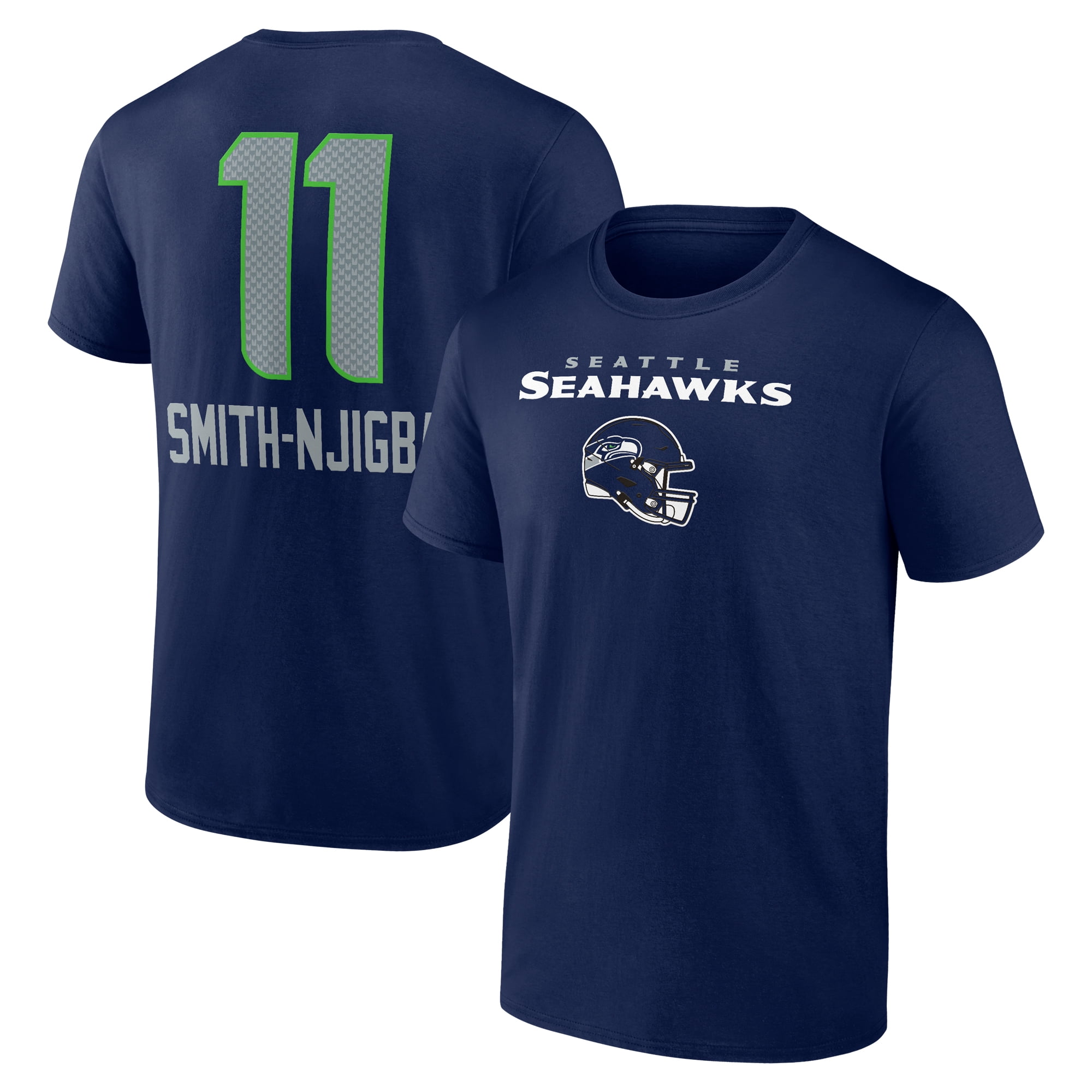Men's Jaxon Smith-Njigba College Navy Seattle Seahawks Team Wordmark Player Name & Number T-Shirt
