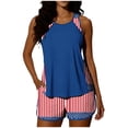thumbnail image 3 of Pounoo Patriotic Two Piece Swimsuits Women American Flag Print Sleeveless Tops High Waisted Shorts Tankini Sets Beach Wear Gift, 3 of 7