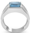 thumbnail image 5 of Men's Blue Topaz Diamond Channel Ring In Solid 14k White Gold, 5 of 6