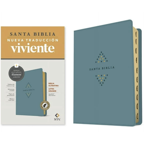 Biblia Ultrafina Ntv, Letra Grande Con Filament (Sentipiel, Azul Sereno, Ãndice, Letra Roja), (Hardcover)