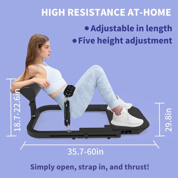 Kojooin Hip Thrust Machine for Home Gym, Adjustable Glute Training Machine with Resistance Bands