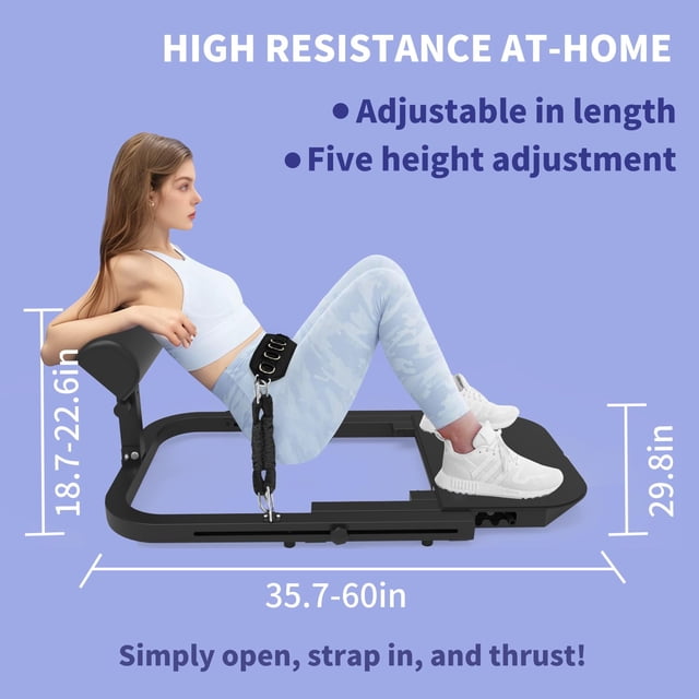Kojooin Hip Thrust Machine for Home Gym, Adjustable Glute Training Machine with Resistance Bands