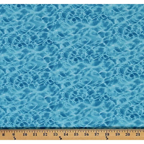 Cotton Landscape Medley Blue Water Ripples Ocean Cotton Fabric Print by the Yard (366-BLUE