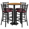 thumbnail image 2 of Emma + Oliver 30RD Natural Table Set-RD Base-4 Ladder Back Stools,Burgundy Seat, 2 of 2