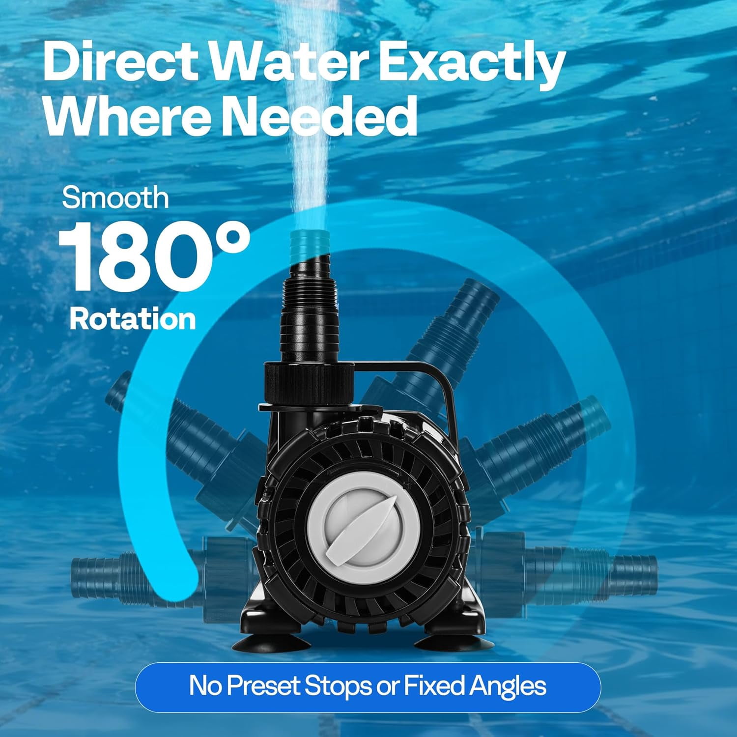SPECSTAR 120W Submersible Water Pump, 800-2100GPH Stepless Adjustable Flow with 16ft Max Lift, 180° Swivel Nozzle & Filter Bag for Pond, Aquarium, Fountain, Waterfall