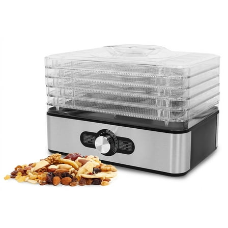 Elite Cuisine 5-Stainless Steel Tray Food Dehydrator with Adjustable Temperature