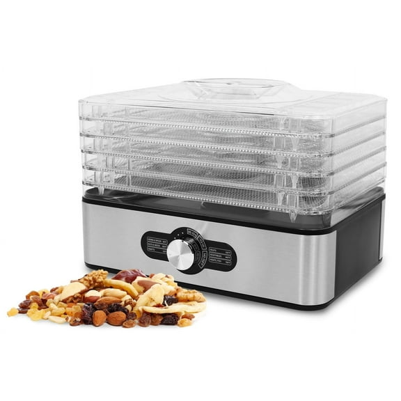 Elite Cuisine 5-Stainless Steel Tray Food Dehydrator with Adjustable Temperature