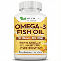 Omega 3 Fish Oil 3750mg Triple Strength | EPA 1200mg   DHA 900mg Fatty Acids | Fish Oil Omega 3 Supplement | Promotes Healthy Heart, Immune System, Eyes, Skin & Brain Function | 180 Burpless Softgels