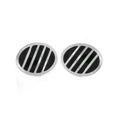 Two Tone Striped Polished Finish Oval Shaped Cufflinks (24mm)