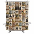 thumbnail image 2 of Vintage Brown Plaid Shower Curtain for Bathroom Decor, Chicken Cattle Pig Farmhouse Animal Waterproof Fabric Shower Curtain, 72"x96" Set with 12 Hooks, 2 of 9