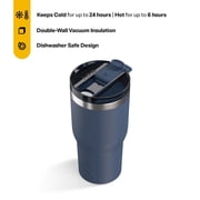 RTIC 30 oz Ceramic Lined Insulated Essential Tumbler, Leak-Resistant Lid, Navy