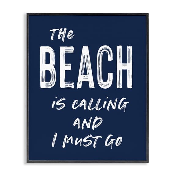 Beach Is Calling Summer Sentiment Black Framed Giclee Art, design by Lettered and Lined