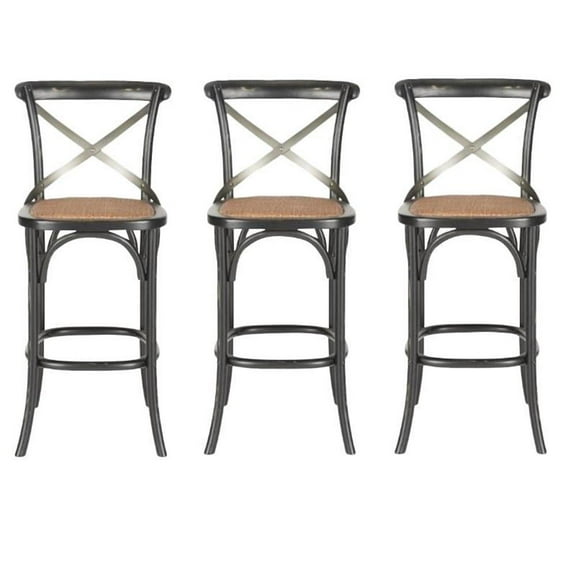 Home Square 44.1"H Oak Wood Barstool in Hickory - Set of 3