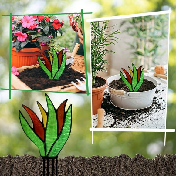 Ceimmolca Miniature Stained Acrylic Agaves Aloe Potted Plant In Ceramic Stained Agaves Aloe Potted Plant In Terra Cotta Planter Pot