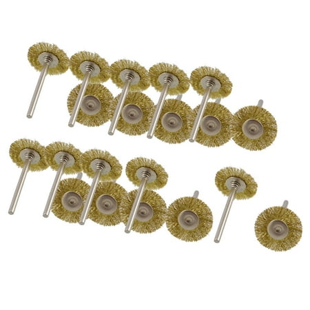 - Unique Bargains T Shaped Metal Shank Brass Tone Steel Wire Polishing Brush Wheel 20pcs