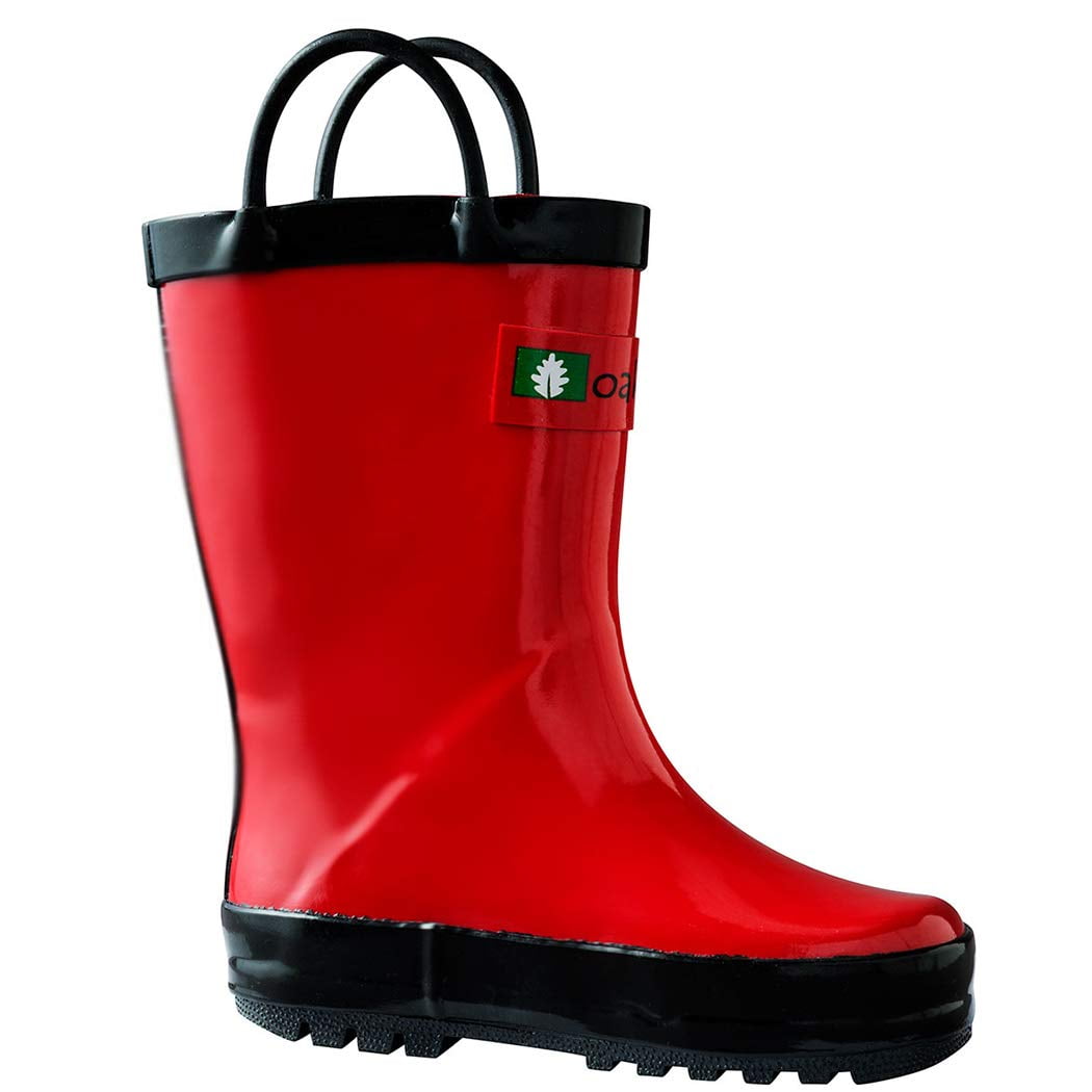 Oakiwear Waterproof Kids Rubber Rain Boots Boy & Girl Toddler Shoes With Handles 