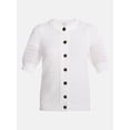 thumbnail image 6 of Scenario Women's and Women's Plus Crewneck Cardigan with Short Sleeves, Lightweight, Sizes XS-4X, 6 of 6