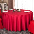 thumbnail image 1 of 140cm Solid Table Cloth Round Satin Tablecloth Wedding Party Restaurant Home Table Cover Red Round 140cm, 1 of 7