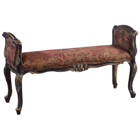 Opulent French Window Bench with Gold Accents